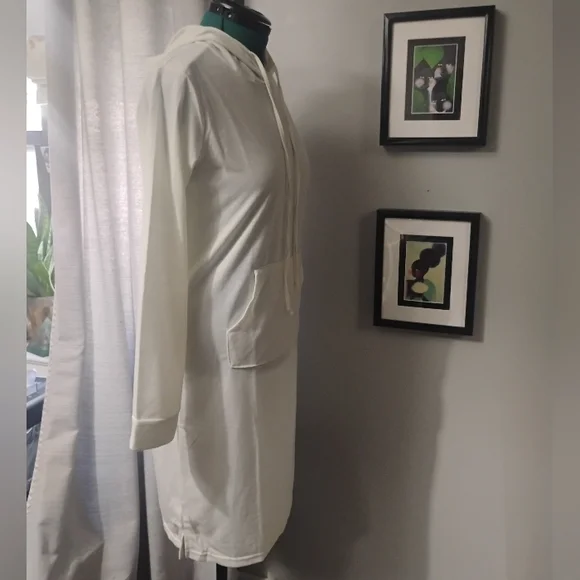 Doublju Women's Off-White Hoodie Tunic Dress Sz L NWT - Picture 3 of 8